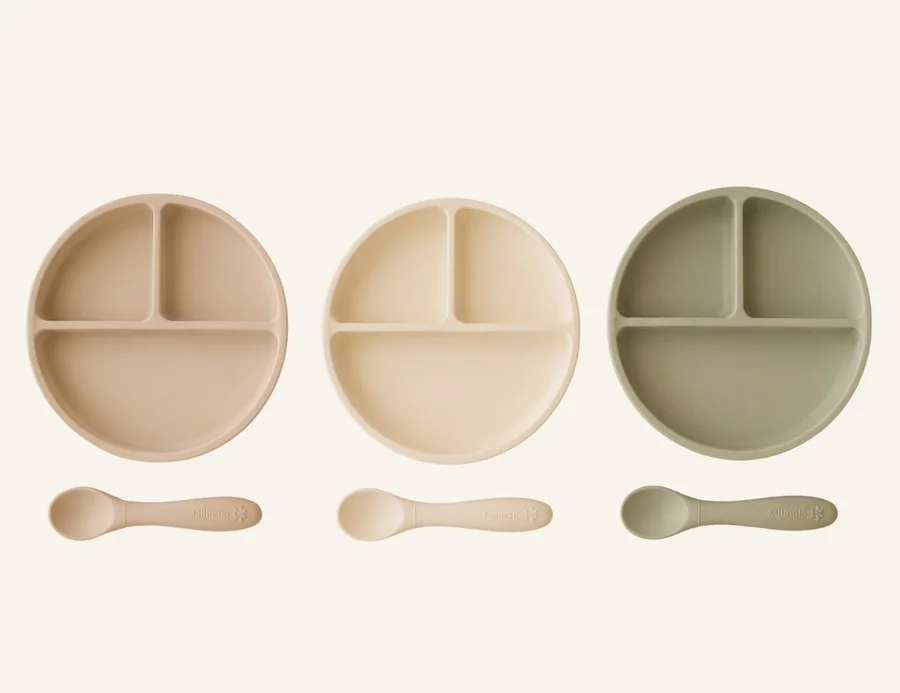 Set de plato y cuchara de silicona Milindio