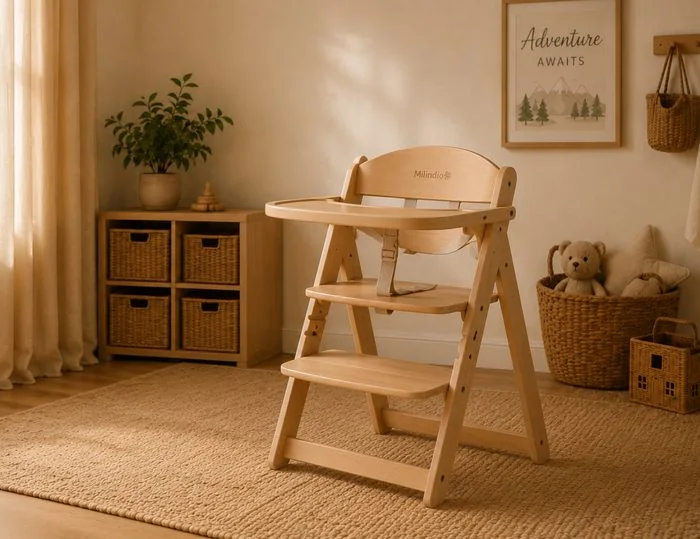 Trona de madera evolutiva Milindio, próximamente disponible